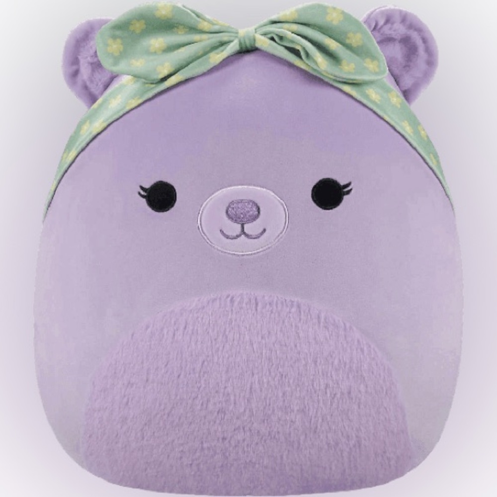Squishmallow Silvy 16” EUC Lavender Purple Plush Pastel Bear Headband Stuffie